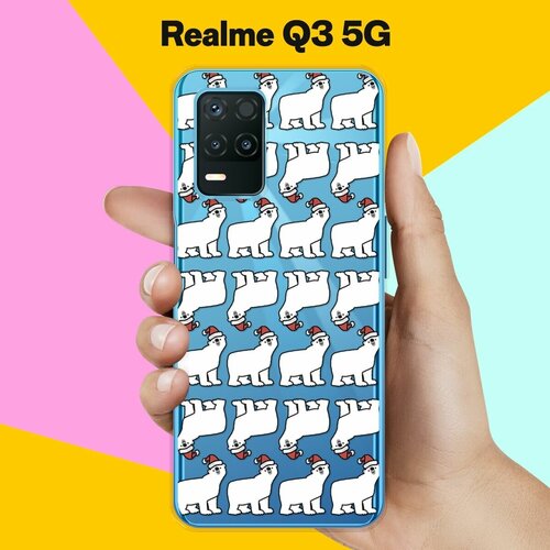 Силиконовый чехол на realme Q3 5G Белые медведи / для Реалми Ку 3 5 Джи силиконовый чехол на realme 5 медведи для реалми 5