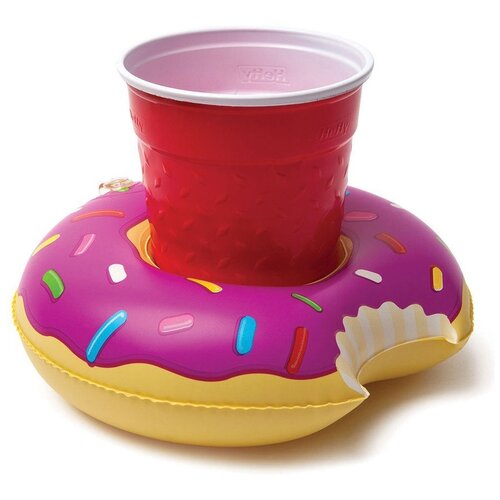 фото Пляжный надувной подстаканник для напитков в бассейн пончик розовый baziator