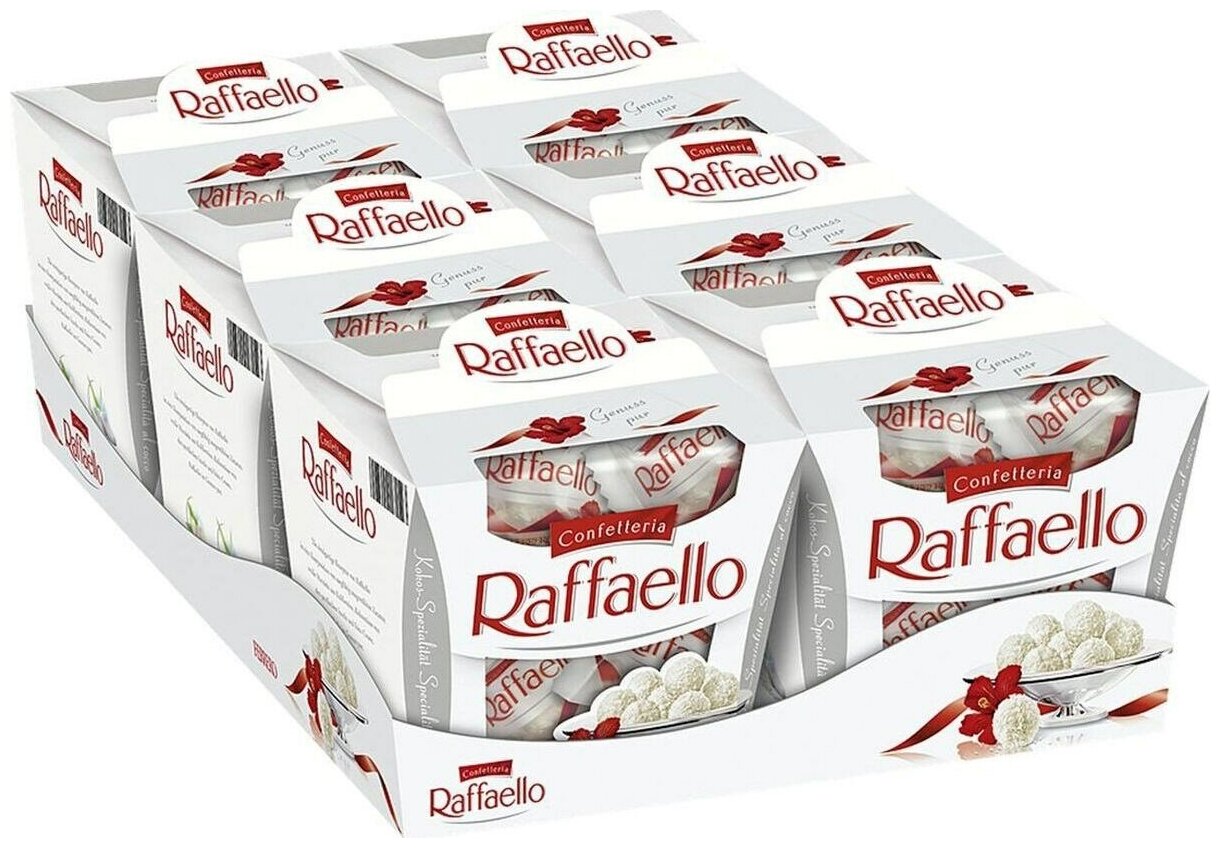 Конфеты Raffaello с цельным миндальным орехом в кокосовой обсыпке, 150г х 6 шт. - фотография № 1