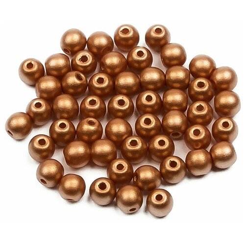 Стеклянные чешские бусины, круглые, Round Beads, 3 мм, цвет Alabaster Metallic Copper, 50 шт.