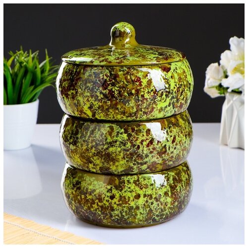 фото Набор для холодца "русский" малахитовый, 3х0,9л 3872712 борисовская керамика