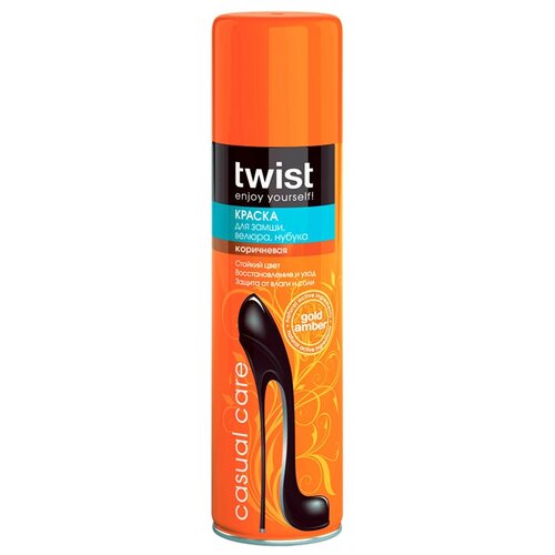 Twist Casual care краска-аэрозоль для замши, велюра, нубука коричневая, 250 мл