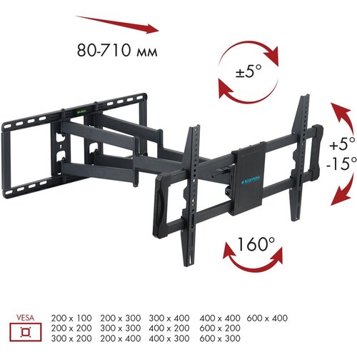 Кронштейн на стену Kromax ATLANTIS-70, black