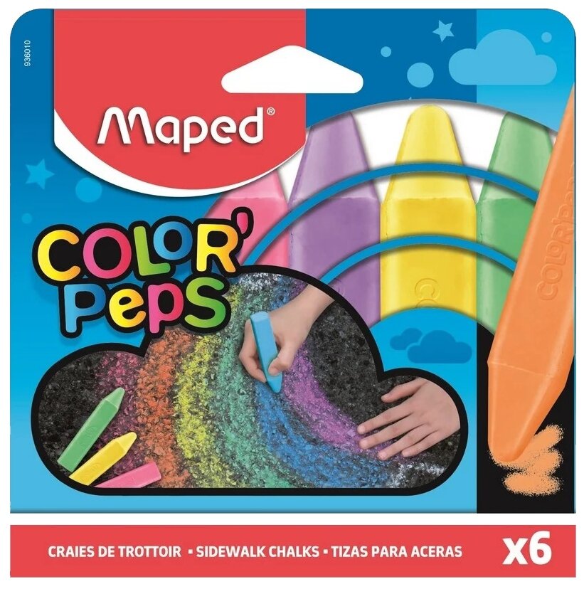Мелки для асфальта 6 цветов "Color'Peps" (936010) Maped - фото №1