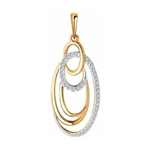 фото Подвеска diamant online, золото, 585 проба, фианит, размер 3.6 см.