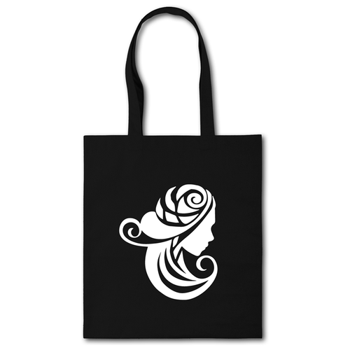 фото Сумка-шоппер с принтом «дева» черная естьнюанс