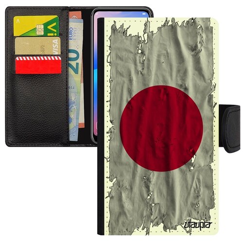 фото Чехол книжка на мобильный iphone se 2020, "флаг японии на ткани" патриот страна utaupia