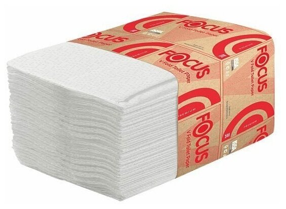 Салфетки бумажные диспенсерные Focus Premium(N4) (V-сл), 2-слойные, 200л/пач. 16,8*23см, белые, 15 штук, 299971 - фотография № 4
