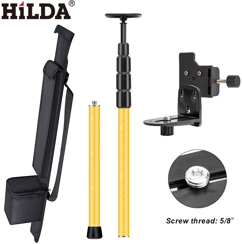 фото Телескопический штатив HILDA, удлинительный кронштейн для лазерного уровня с адаптером 1/4 дюйма и 5/8 дюйма для крепления 2.8M желтый