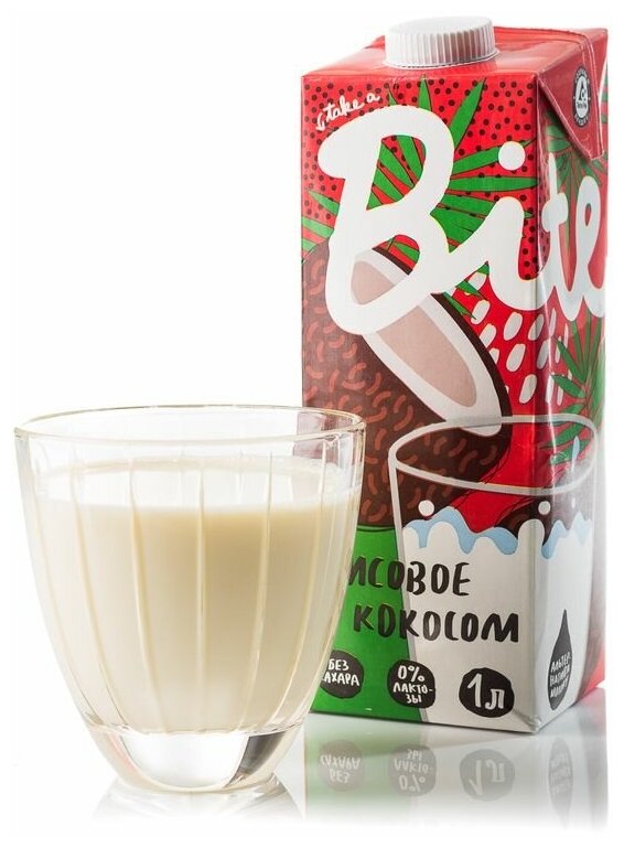 Молоко растительное Bite "Кокосовое с рисом", байт, без сахара, vegan, без лактозы, 6 штук по 1л - фотография № 6