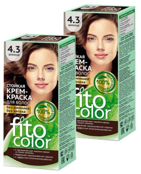Fito Cosmetic Краска для волос 4.3 Шоколад, 115 мл, 2 шт