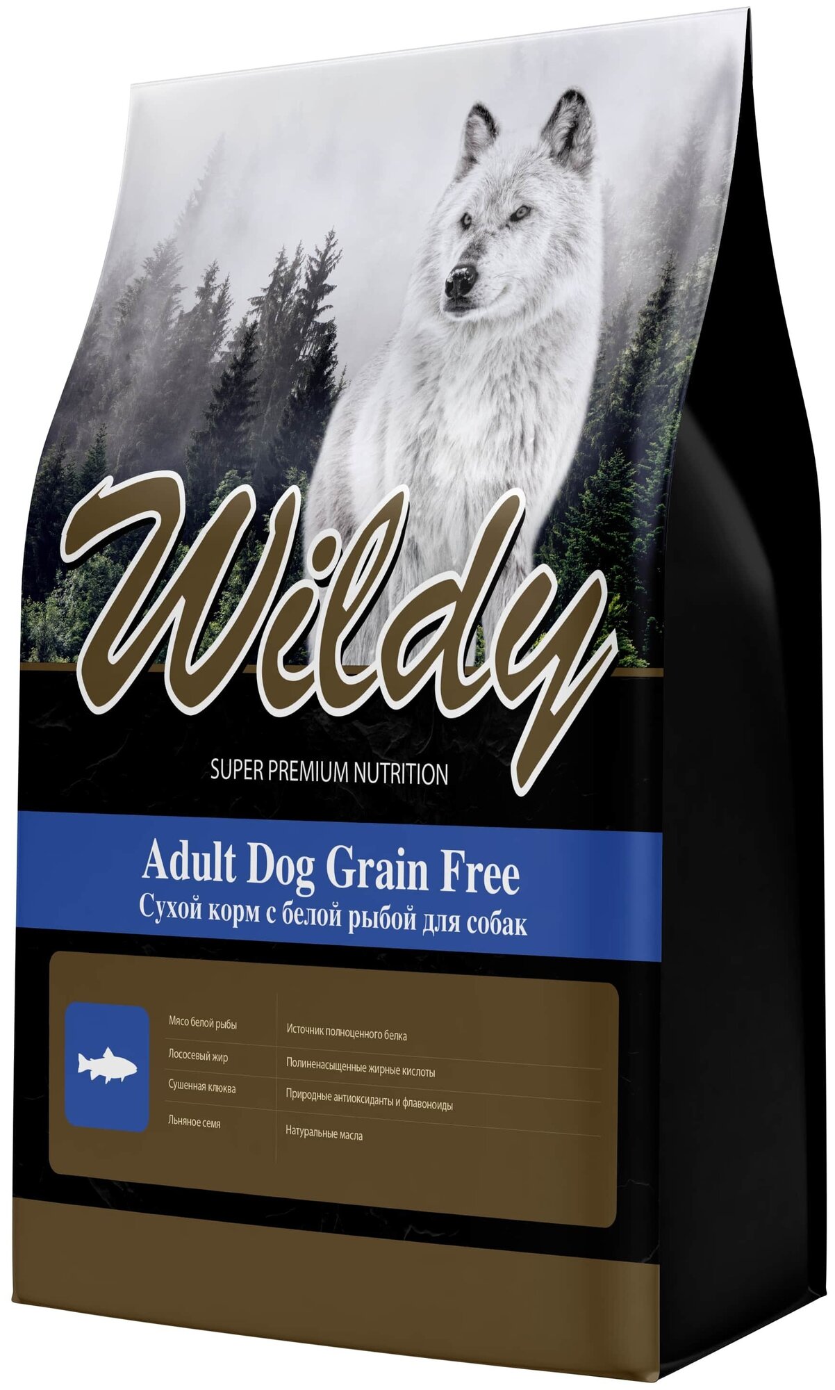 Сухой корм Wildy Adult Dog Grain Free для собак с белой рыбой 1 кг