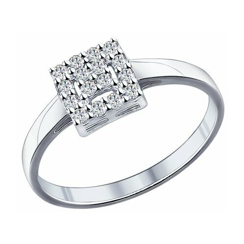 фото Серебряное кольцо sokolov 94011712 с фианитом, размер 18,5 diamant-online