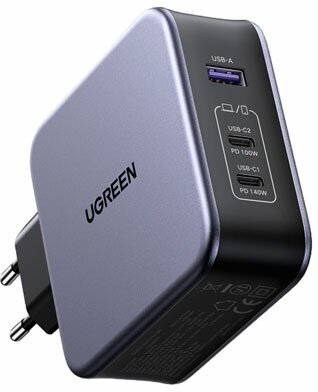 Зарядное устройство сетевое UGREEN 90549 USB Type-А/2*USB Type-С, 140W, кабель USB-C/USB-C, 2м, черное - фото №10