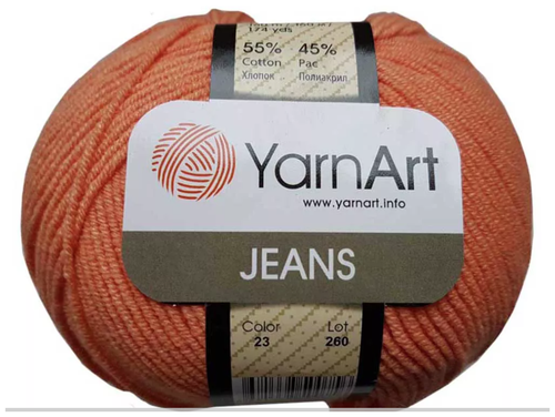 Пряжа YarnArt Jeans, 55% хлопок, 45% полиакрил, 50гр/160м