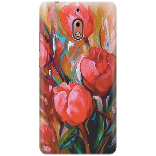 фото Cиликоновый чехол на nokia 2.1 / нокиа 2.1 с принтом "тюльпаны" gosso