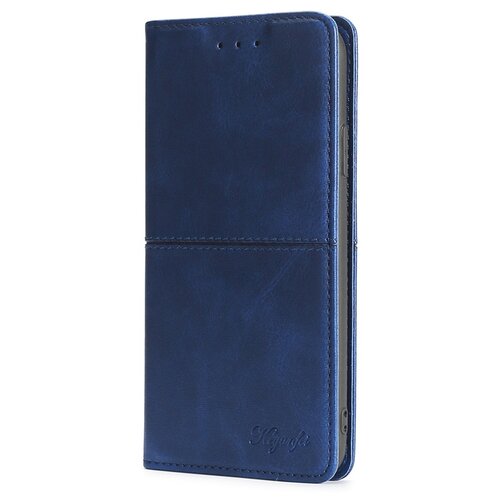 фото Чехол-книжка mypads для samsung galaxy note 20 (sm-n980f) из качественной импортной кожи прошитый элегантной прострочкой ретро синий с магнитной крышкой