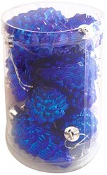 Набор елочных игрушек Волшебная страна Еловые шишки PS6-12-217, синий, 6 см, 12 шт.