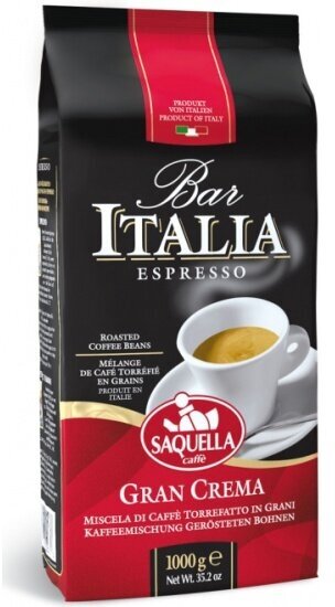 Кофе в зернах Saquella BAR ITALIA Gran Crema 1 кг