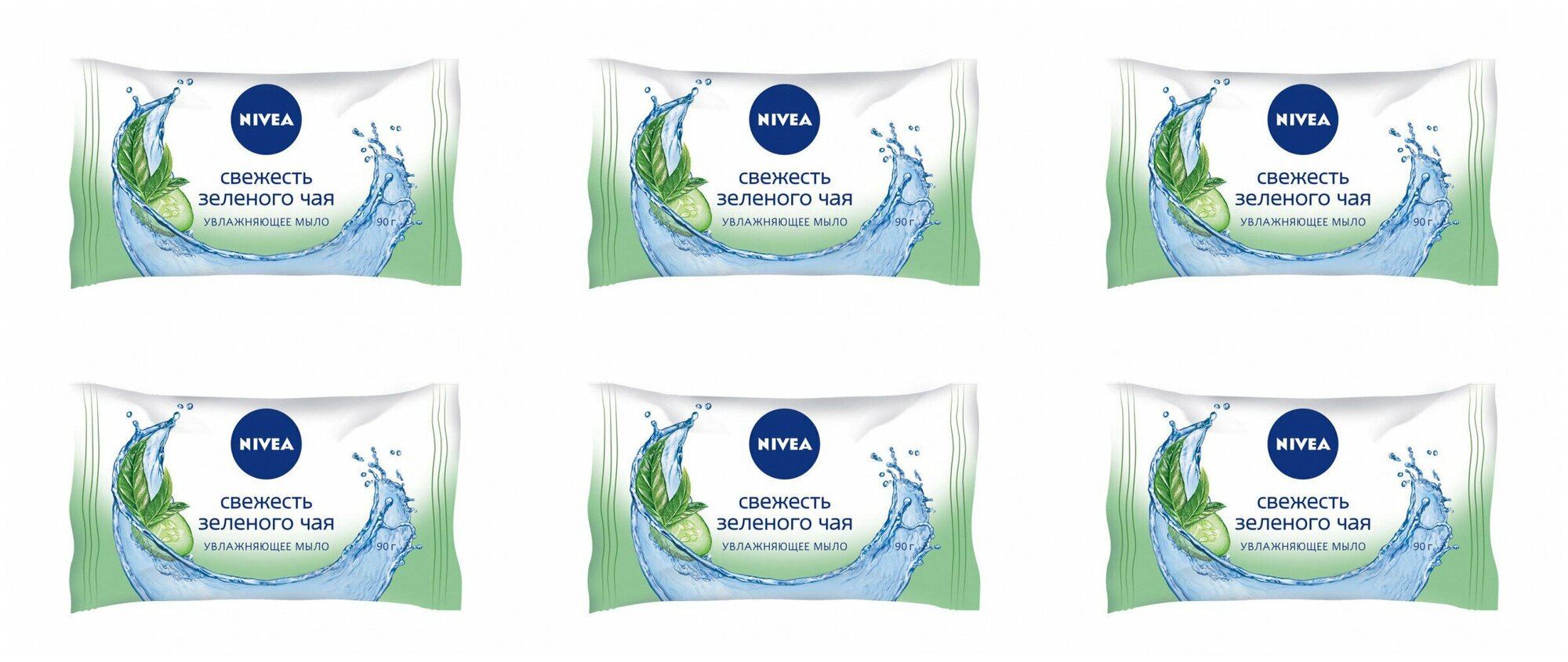 Nivea Мыло "Свежесть зеленого чая" увлажняющее, 6 шт. x 90 г /