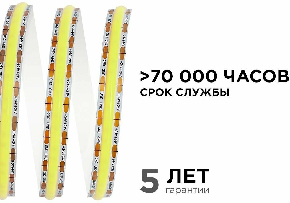 Светодиодная лента Apeyron 24В, 14Вт/м, 512д/м, IP20, 1200Лм/м, подложка 10мм, 5м, 3000К 00-360 - фотография № 17