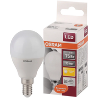 Лампочка светодиодная OSRAM LED Star, 806лм, 9Вт, 2700К (теплый белый свет). Цоколь E14, шар