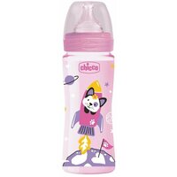 Chicco Бутылочка с соской из силикона Well-Being PP, 330 мл, boy/girl new, с 4 месяцев, розовый