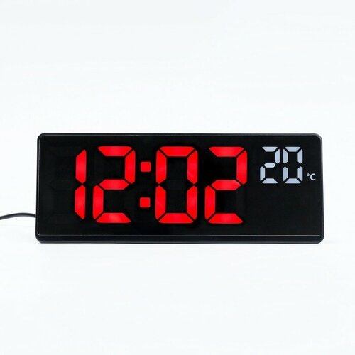 Frau Liebe Часы электронные настольные, с будильником, термометром, 2 ААА, красные цифры,17.5 х 6.8 см