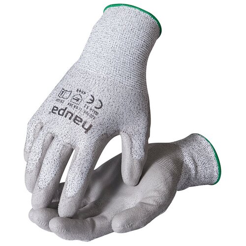 фото "перчатки с полиуретановым покрытием, 5 степень защиты, размер 9, серые (1 пара) haupa 120304/9"