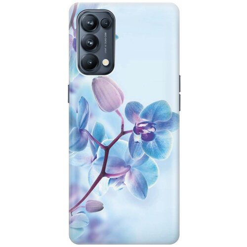 фото Cиликоновый чехол на oppo reno5 / оппо рено5 с принтом "синий цветок на синем" gosso