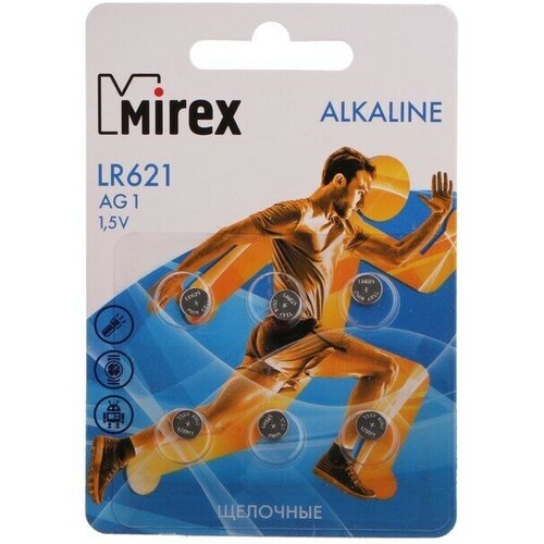 Батарейка алкалиновая Mirex, LR621, AG1, 1.5В, блистер, 6 шт