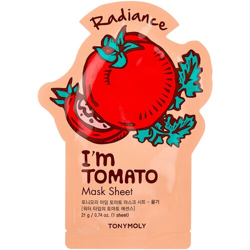 TONY MOLY тканевая маска I'm Tomato Mask Sheet для сияния кожи, 21 г, 21 мл