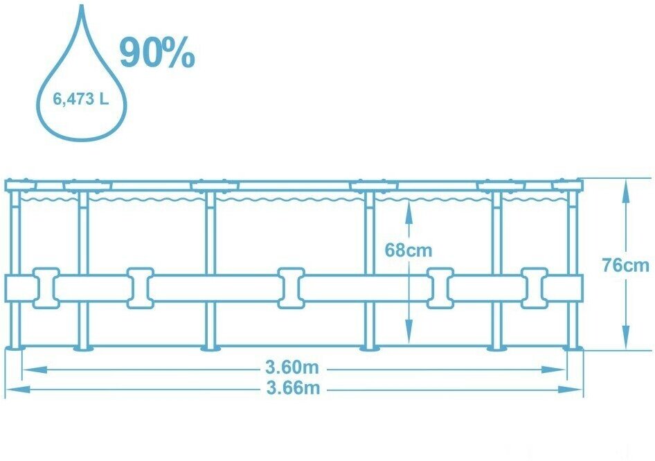 Каркасный бассейн Steel Pro 366х76см, 6473л, фил.-насос 1249л/ч - фотография № 7