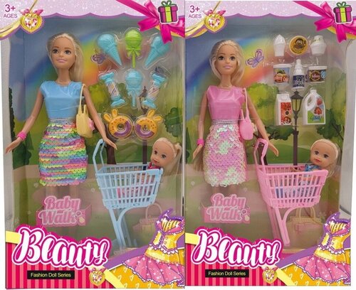 Игровой набор – кукла с дочкой в супермаркете