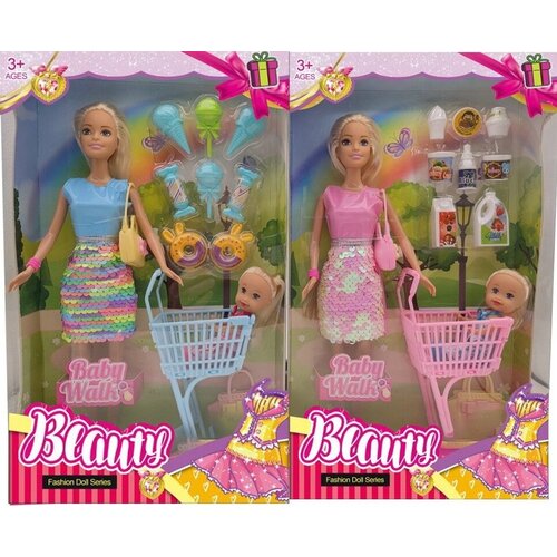 Игровой набор – кукла с дочкой в супермаркете