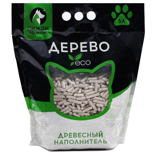 Впитывающий наполнитель Пижон древесный Premium White, 5л, 1 шт.