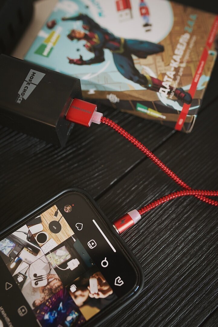 Кабель интерфейсный More Choice Smart USB 2.4A для Lightning 8-pin Magnetic нейлон 1м Red - фото №8