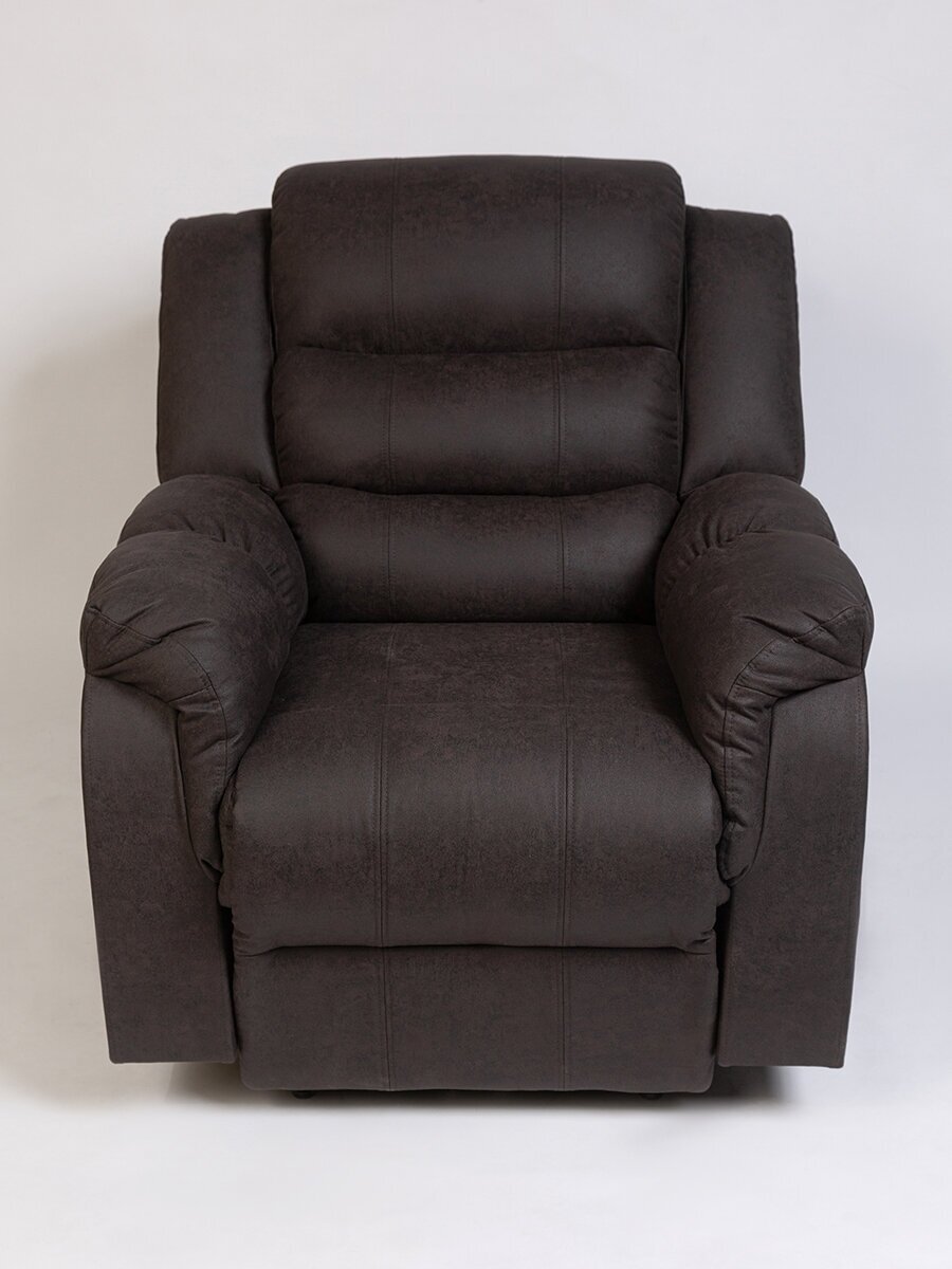 Кресло реклайнер с электроприводом, раскладывается на 180°, Уютный Мастер, мебельная замша, черный