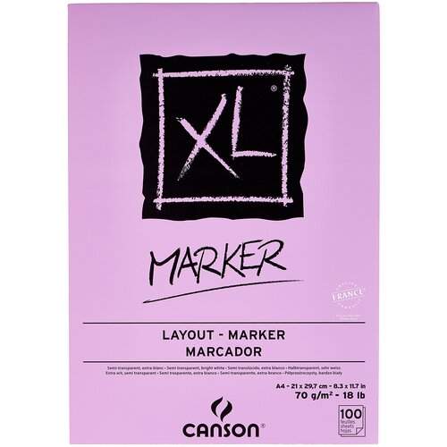 Альбом для маркеров Canson XL Marker 29.7 х 21 см (A4), 70 г/м², 100 л. фиолетовый 100 A4 29.7 см 21 см 70 г/м²