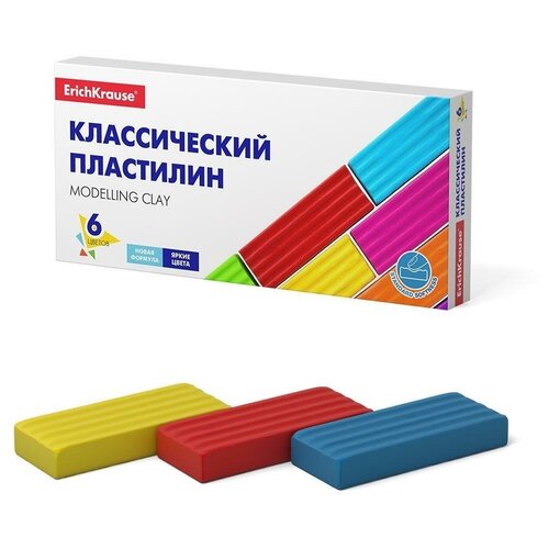 Классический пластилин ErichKrause Basic 6 цветов, коробка