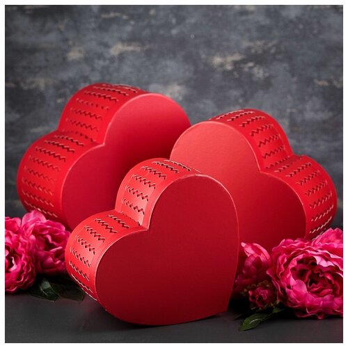 фото Набор коробок 3 в 1 сердце 27,5*24,5*16/25,5*22*15/23,5*20*14 см 3613923 сима-ленд