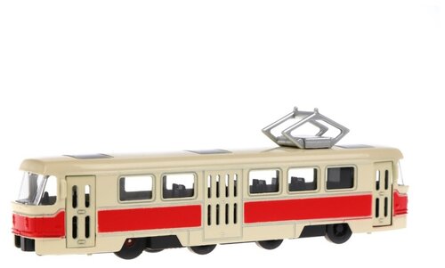 Трамвай Наша игрушка Трамвай (XL80188L) 1:90, 18.5 см, белый/красный