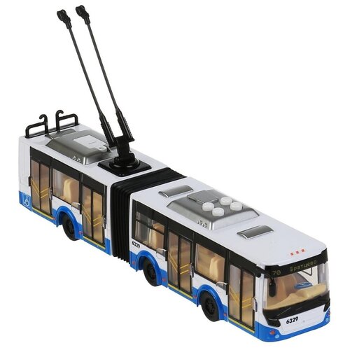 Троллейбус ТЕХНОПАРК Городской троллейбус TROLLRUB-30PL-BUWH, 77 см, белый/синий троллейбус технопарк городской