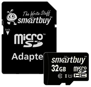 Micro SDHC карта памяти Smartbuy 32GB Class 10 UHS-I (с адаптером SD)