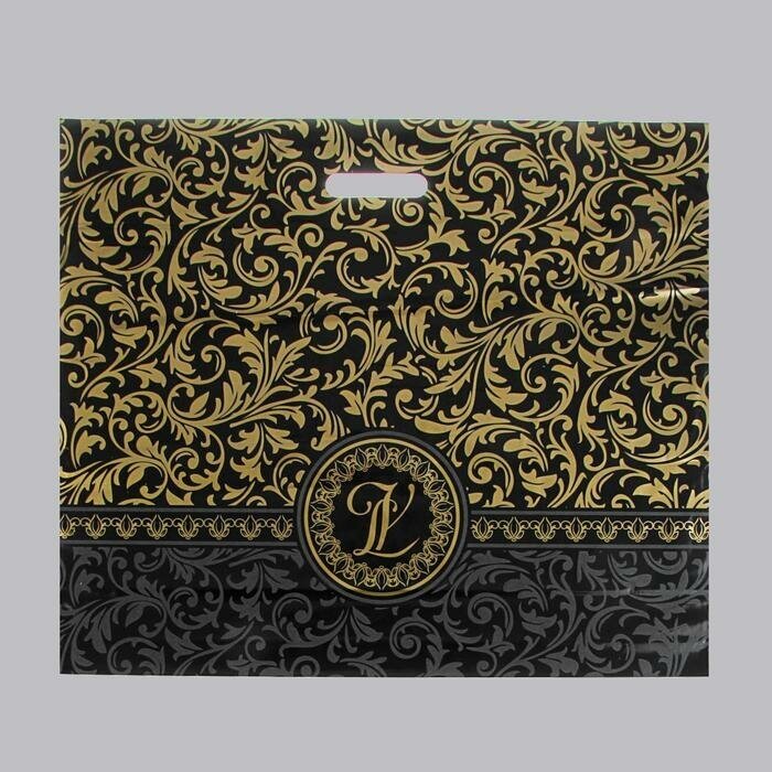 Пакет "Версаль" чёрный, полиэтиленовый с вырубной ручкой, 70 мкм 50 х 60 см(50 шт.)