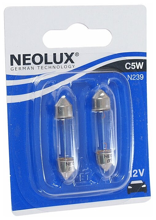 NEOLUX N239-02B C5W 12V (5W) Лампа стандарт 2шт. в блистере