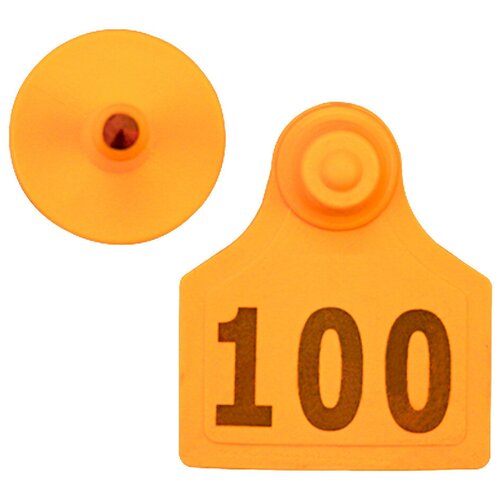 Бирка двойная для КРС 40*50 мм оранжевая с номером, 100 шт. бирка 10 шт для крс мрс с номером 4 9 4
