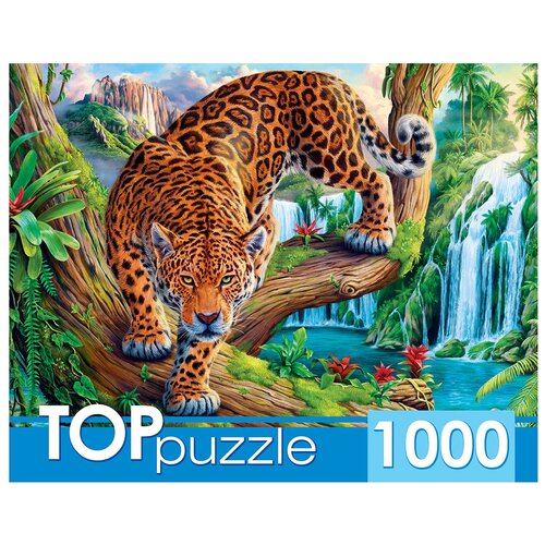 Пазл Рыжий кот TOPpuzzle Леопард на дереве (ХТП1000-2162), 1000 дет., 19х68.5х15 см, разноцветный пазл рыжий кот toppuzzle летний букет и колибри хтп1000 2172 1000 дет