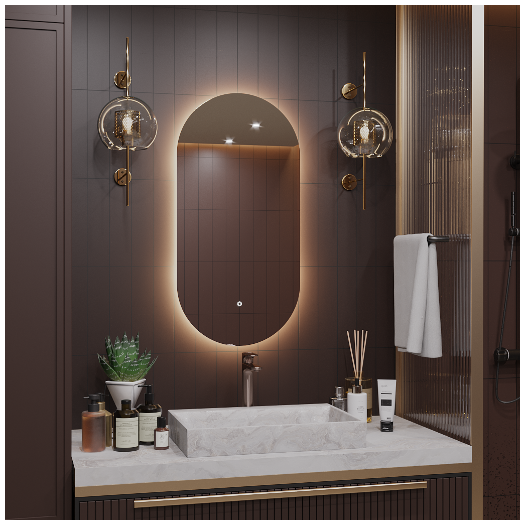 Зеркало Олимпия 120*50 "парящее" для ванной с тёплой LED-подсветкой - фотография № 3