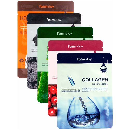 фото Набор тканевых масок farmstay, 5 шт., "комплексный уход".